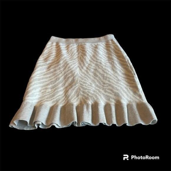 New Dolan Anthropologie zebra pattern knit ruffle mini skirt